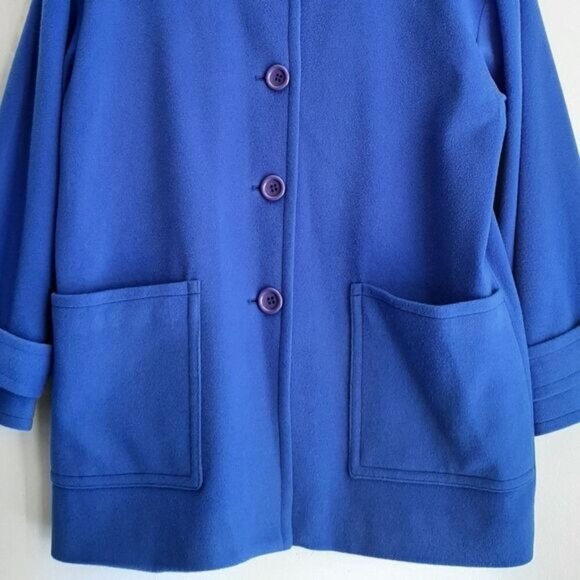 LOUBEN | Wool Cashmere Blend Button Front Soft Coat Jacket Blue Sz 10 P - Picture 3 of 13